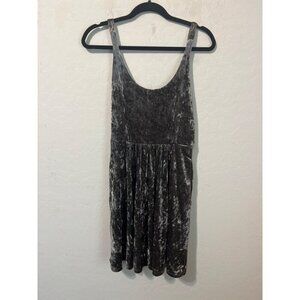 Volcom Georgia May Jagger Sz S Grey Silver Crushed Velvet Romper Dress 80s